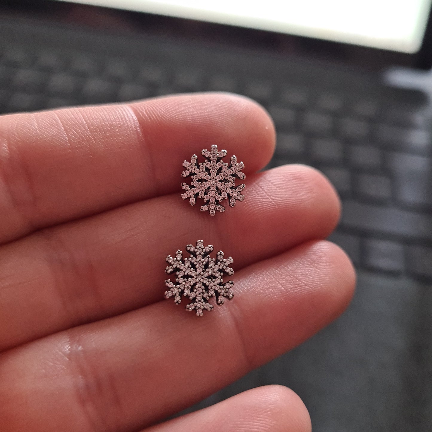 Genuine Pandora Pave Snowflake Winter Earrings