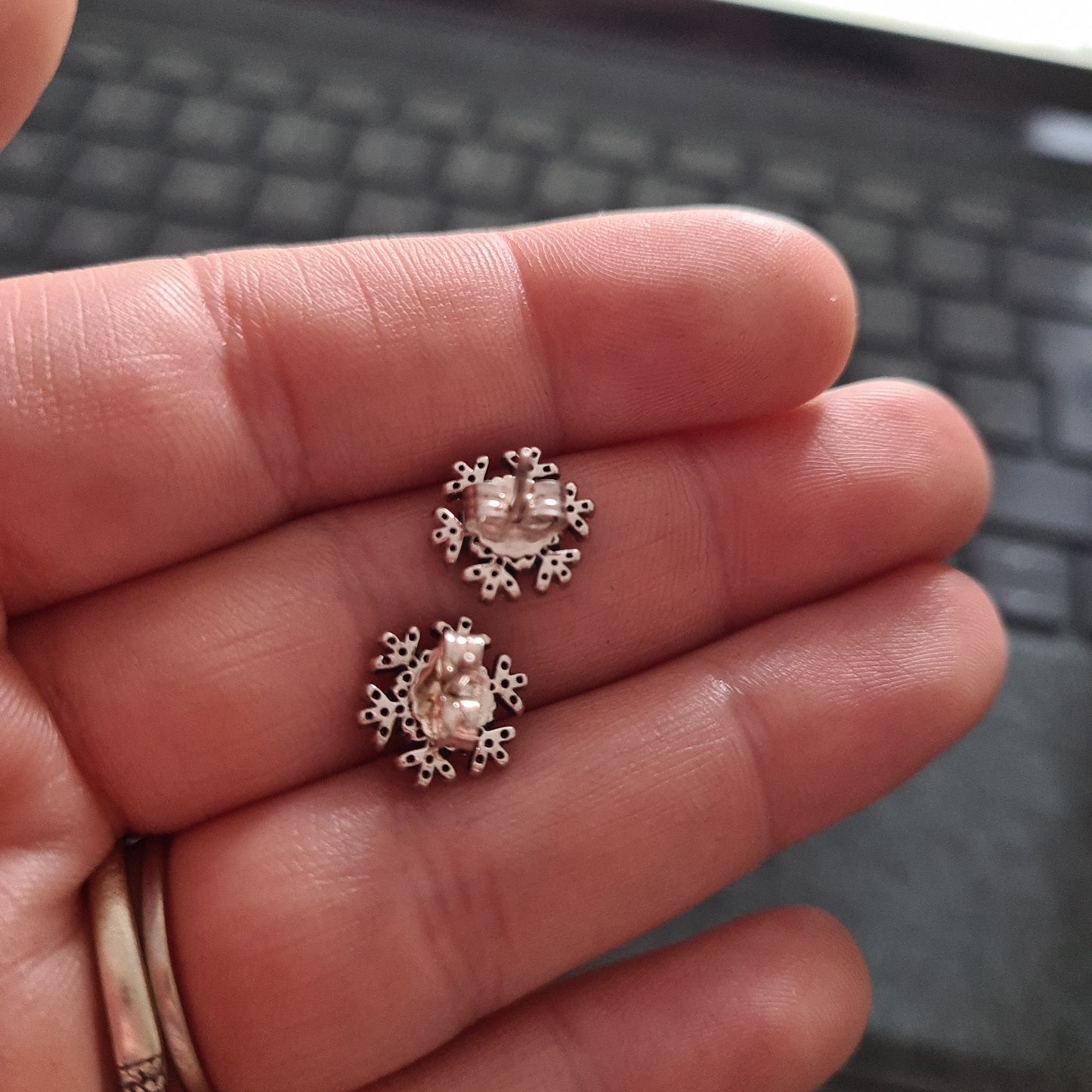 Genuine Pandora Pave Snowflake Winter Earrings