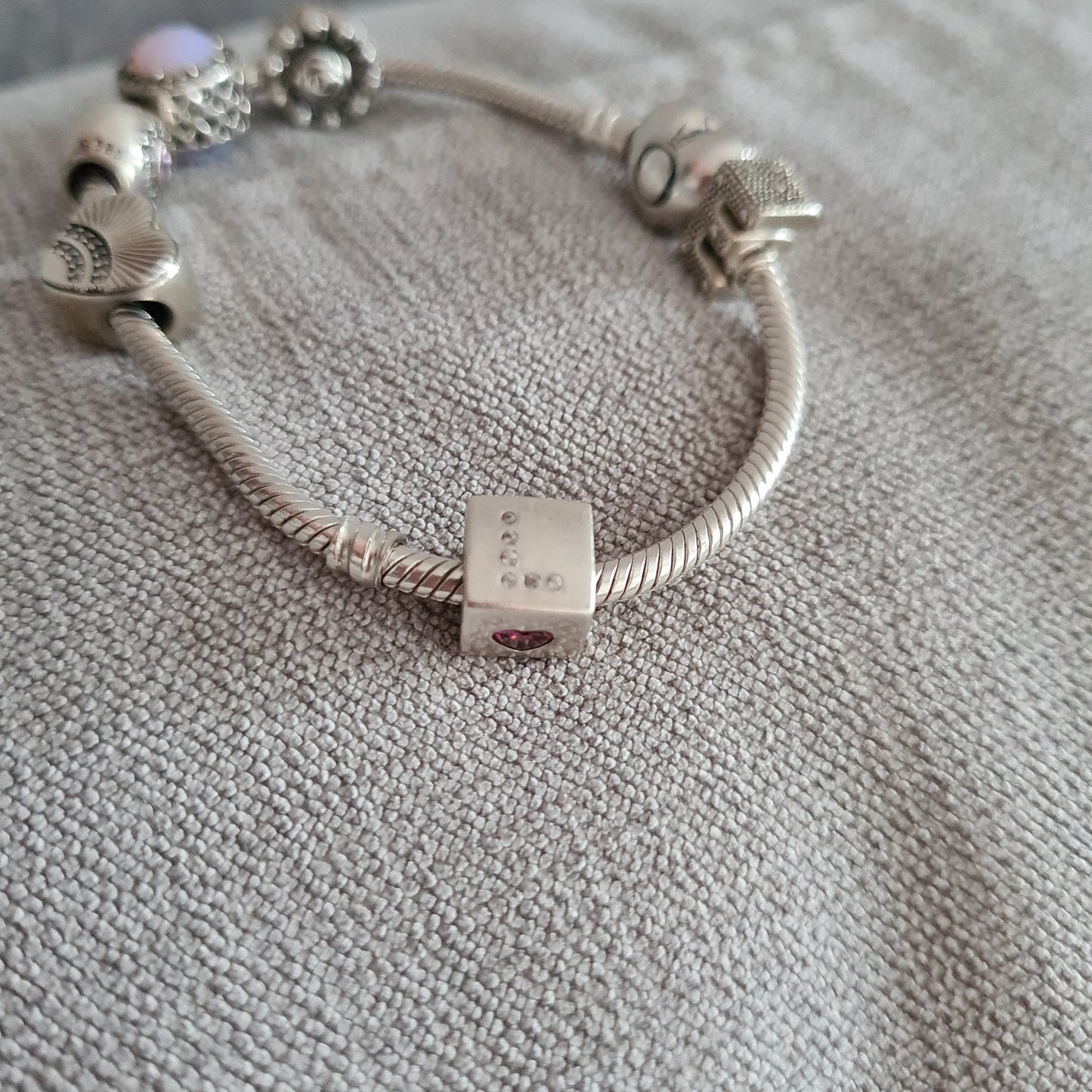 Genuine Pandora Love Cube With Pink Heart Stone