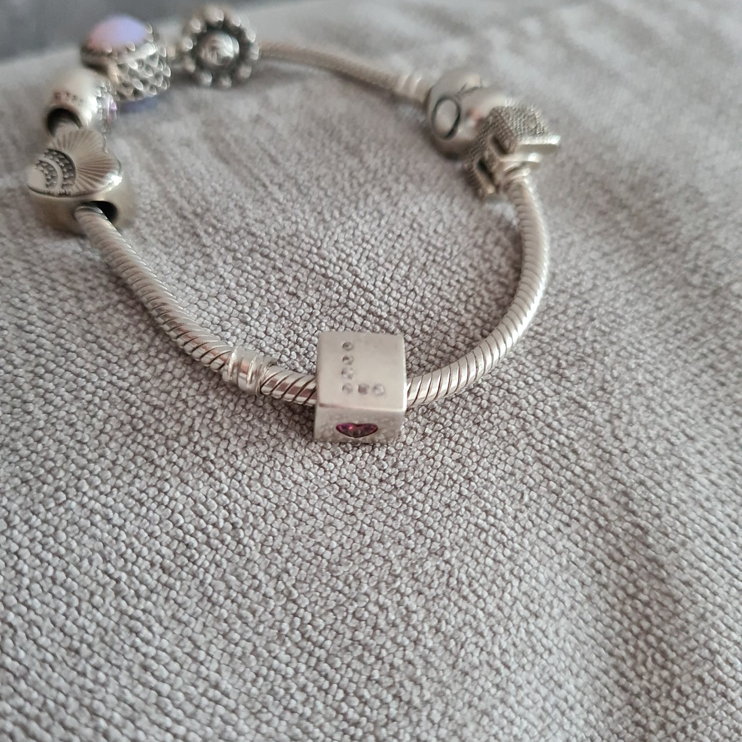 Genuine Pandora Love Cube With Pink Heart Stone