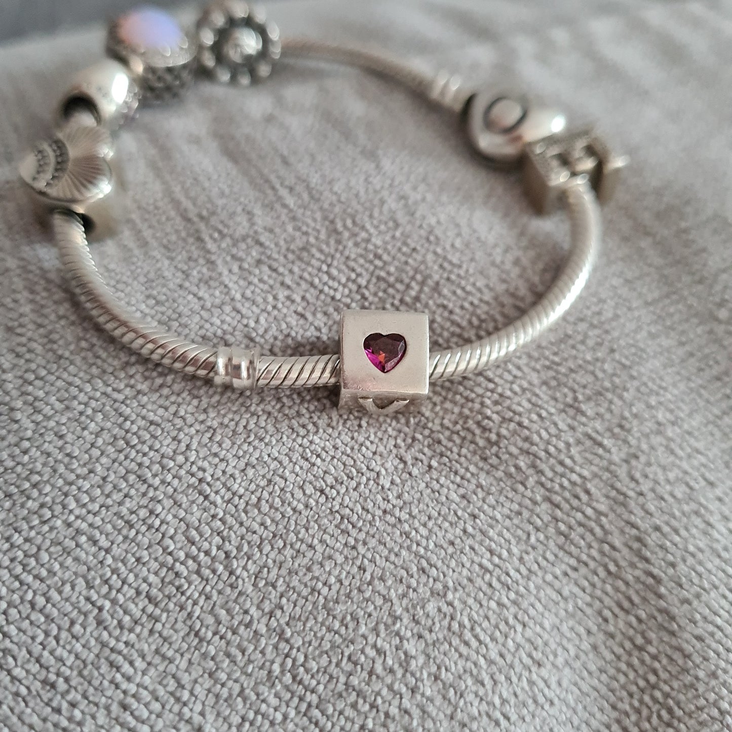 Genuine Pandora Love Cube With Pink Heart Stone