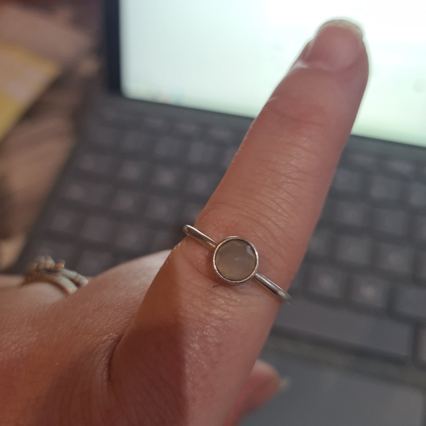 Genuine Pandora Birthstone Ring Size 54 Grey.