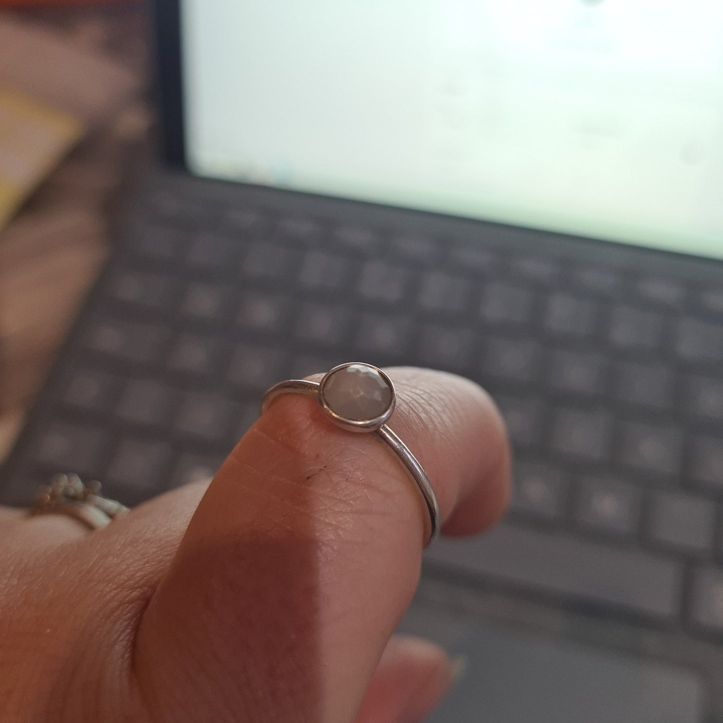 Genuine Pandora Birthstone Ring Size 54 Grey.