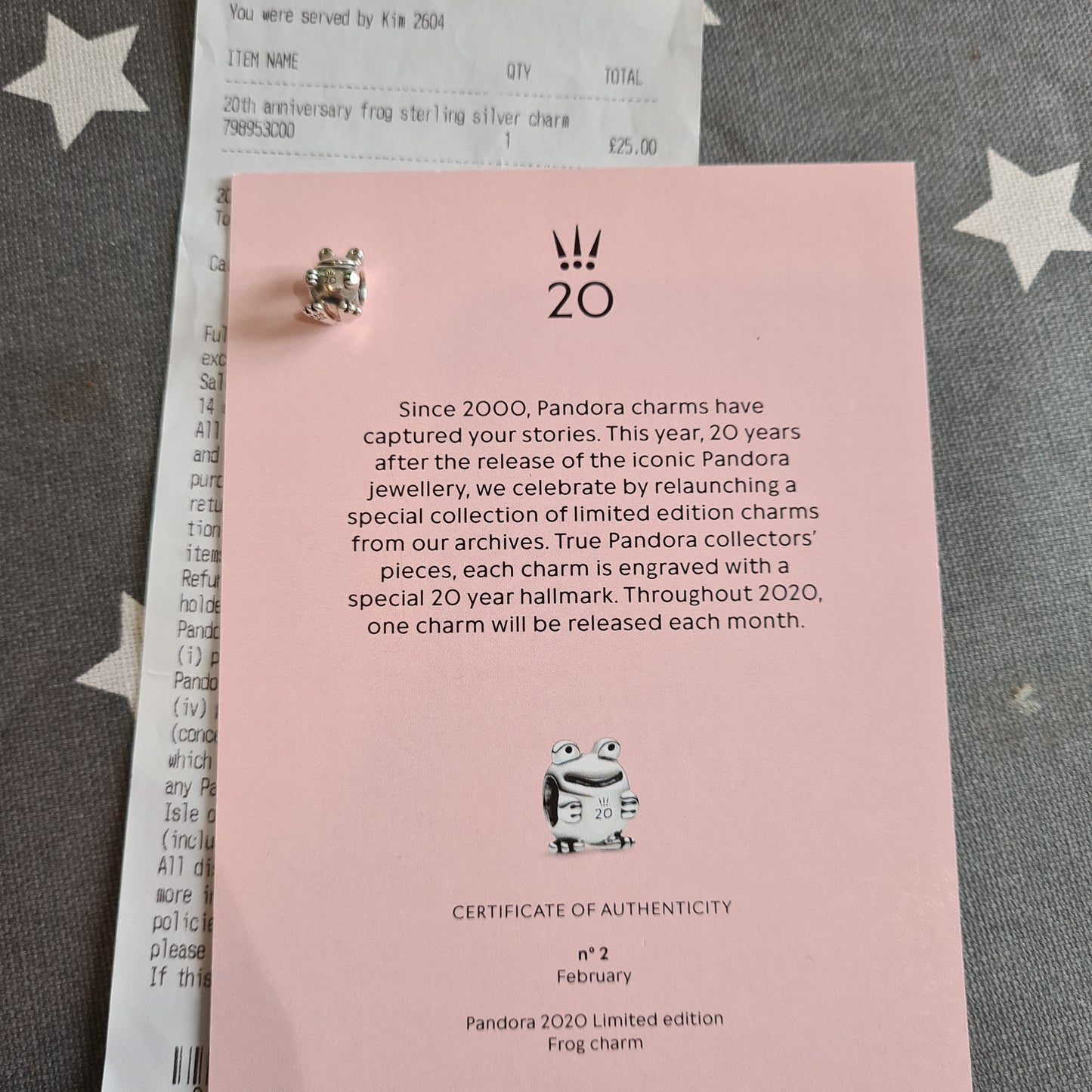 Genuine Pandora 20th Anniversary Frog No.2 February NO CERT