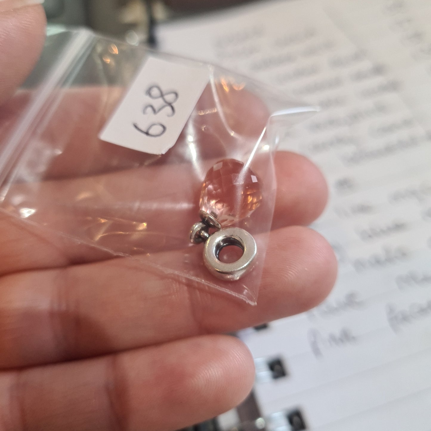 Genuine Pandora Rare Pink Faceted Murano Glass Dangle Charm