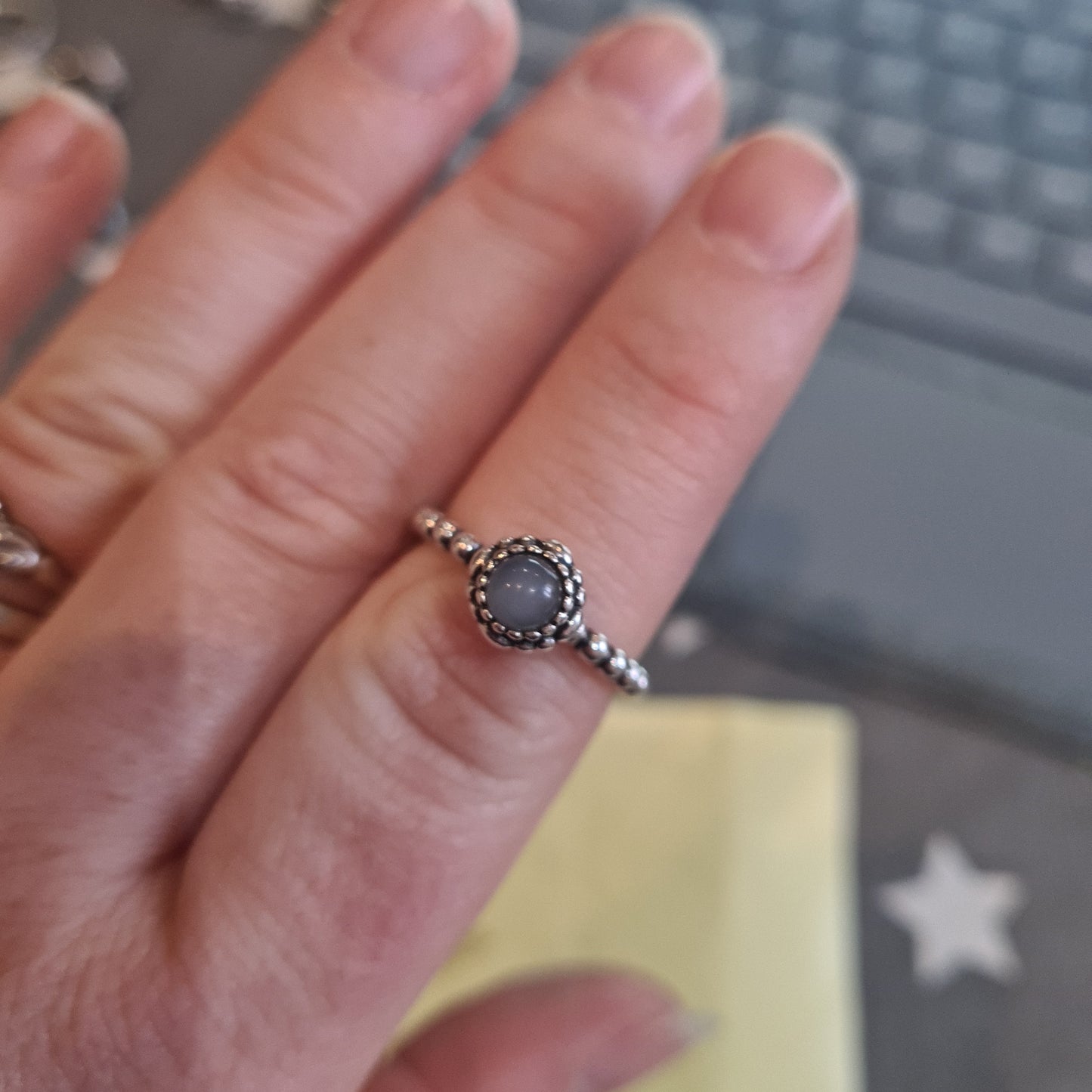 Genuine Pandora Light Grey Beautiful Birthstone Size 55