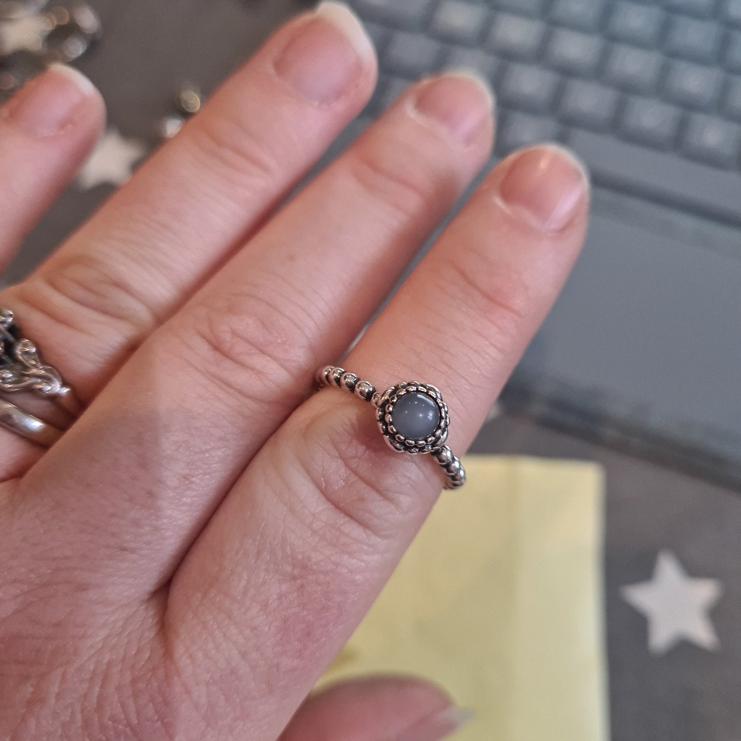 Genuine Pandora Light Grey Beautiful Birthstone Size 55
