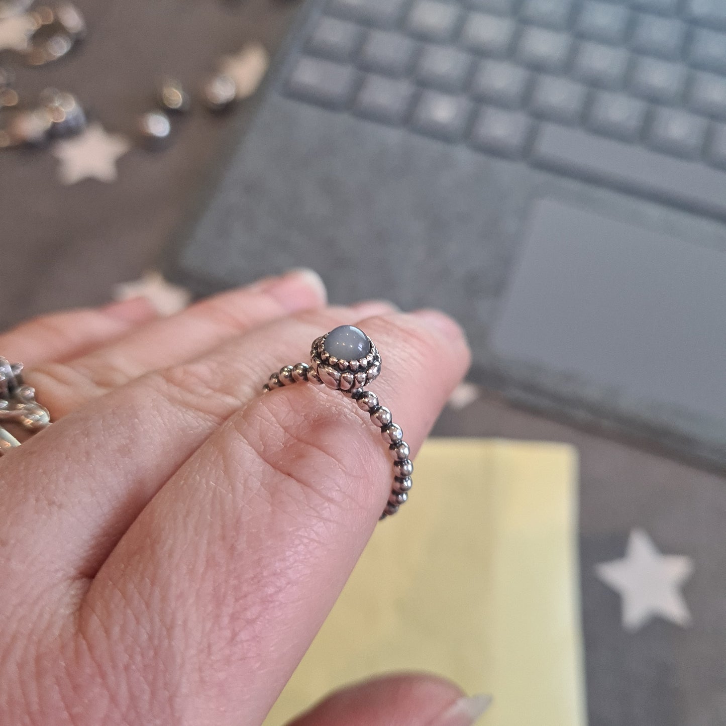 Genuine Pandora Light Grey Beautiful Birthstone Size 55