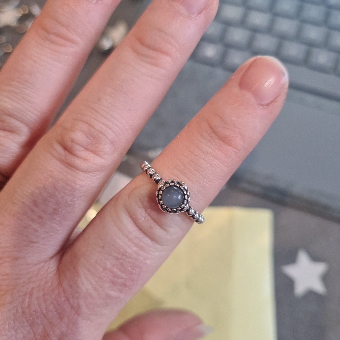 Genuine Pandora Light Grey Beautiful Birthstone Size 55