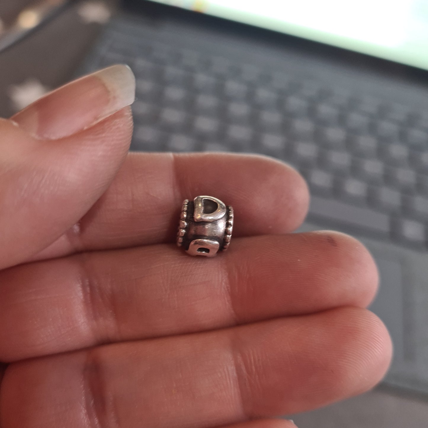 Genuine Pandora Dad Heart Charm With Gold and Blue CZ Stone Two Tone Rare