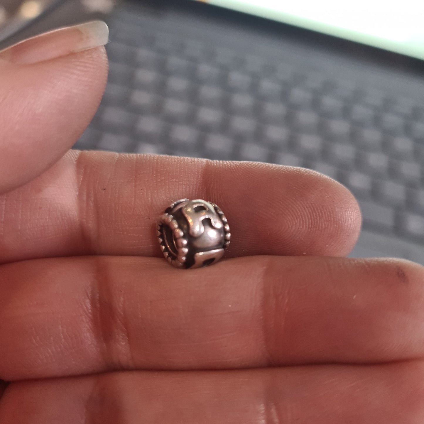 Genuine Pandora Dad Heart Charm With Gold and Blue CZ Stone Two Tone Rare