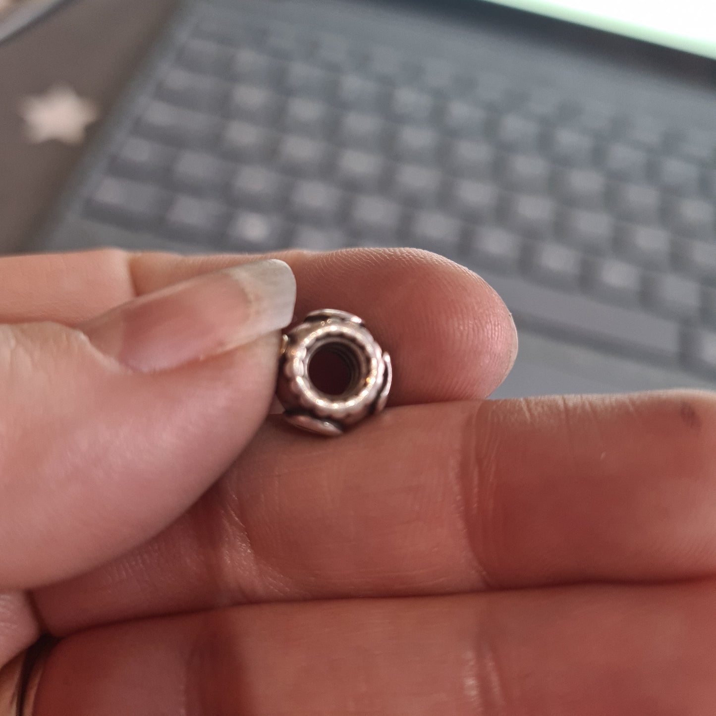 Genuine Pandora Dad Heart Charm With Gold and Blue CZ Stone Two Tone Rare