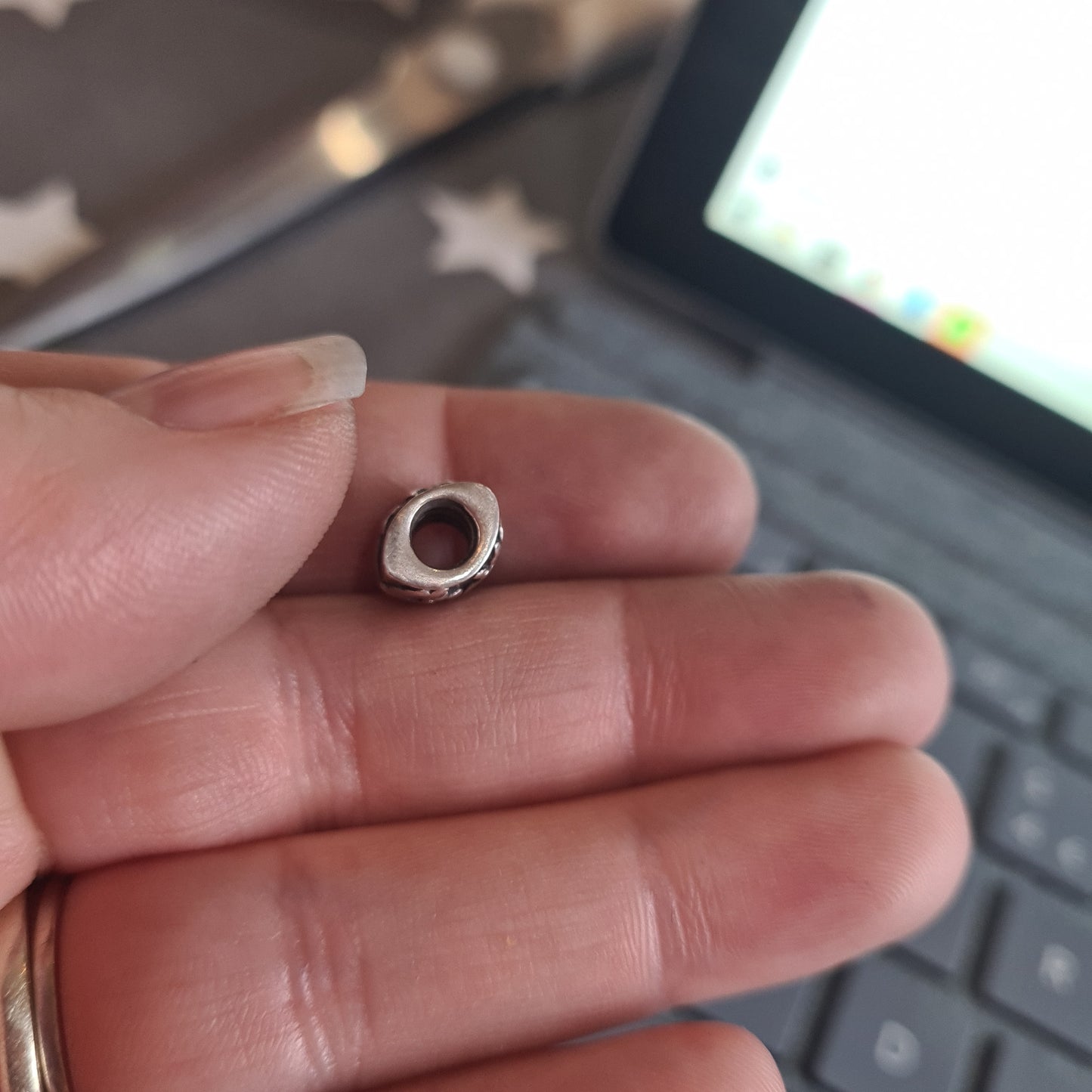 Genuine Pandora Retired Oxidised Flower and Stem Charm