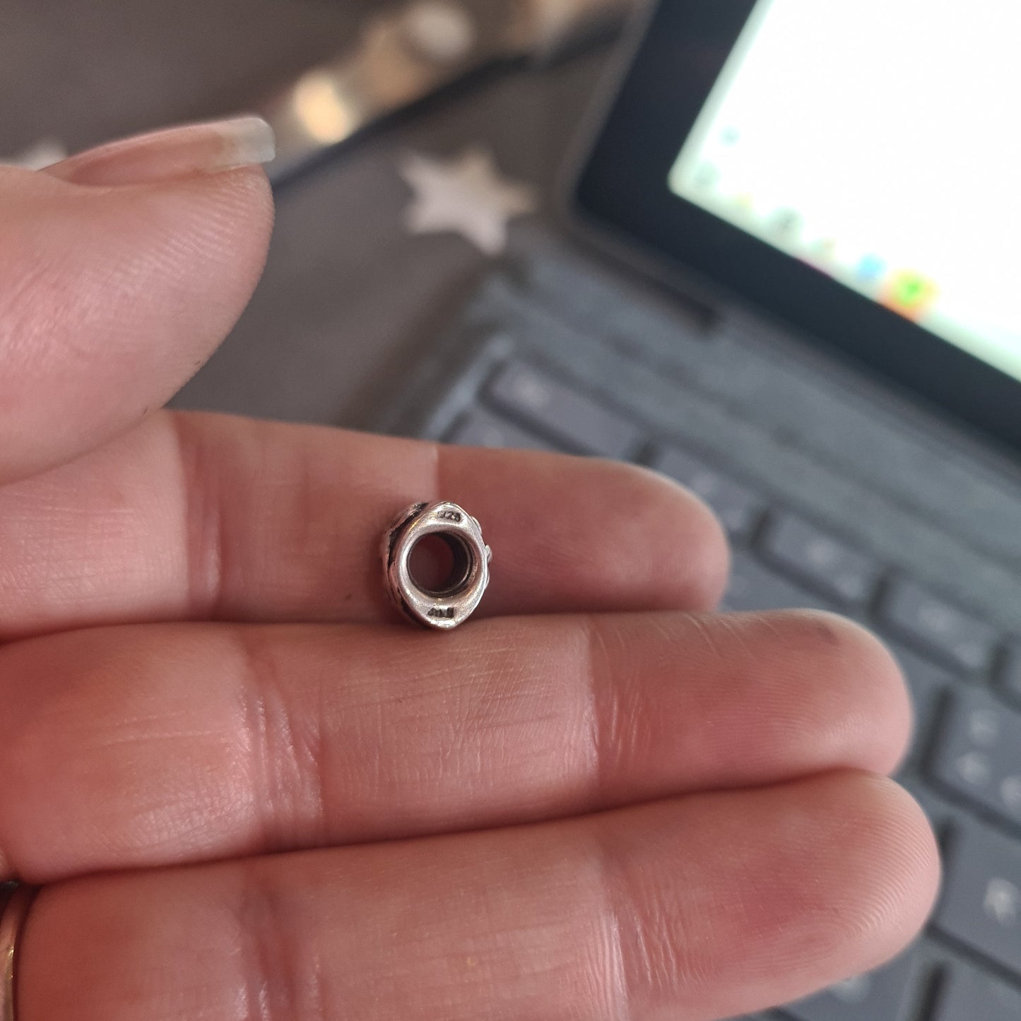 Genuine Pandora Retired Oxidised Flower and Stem Charm