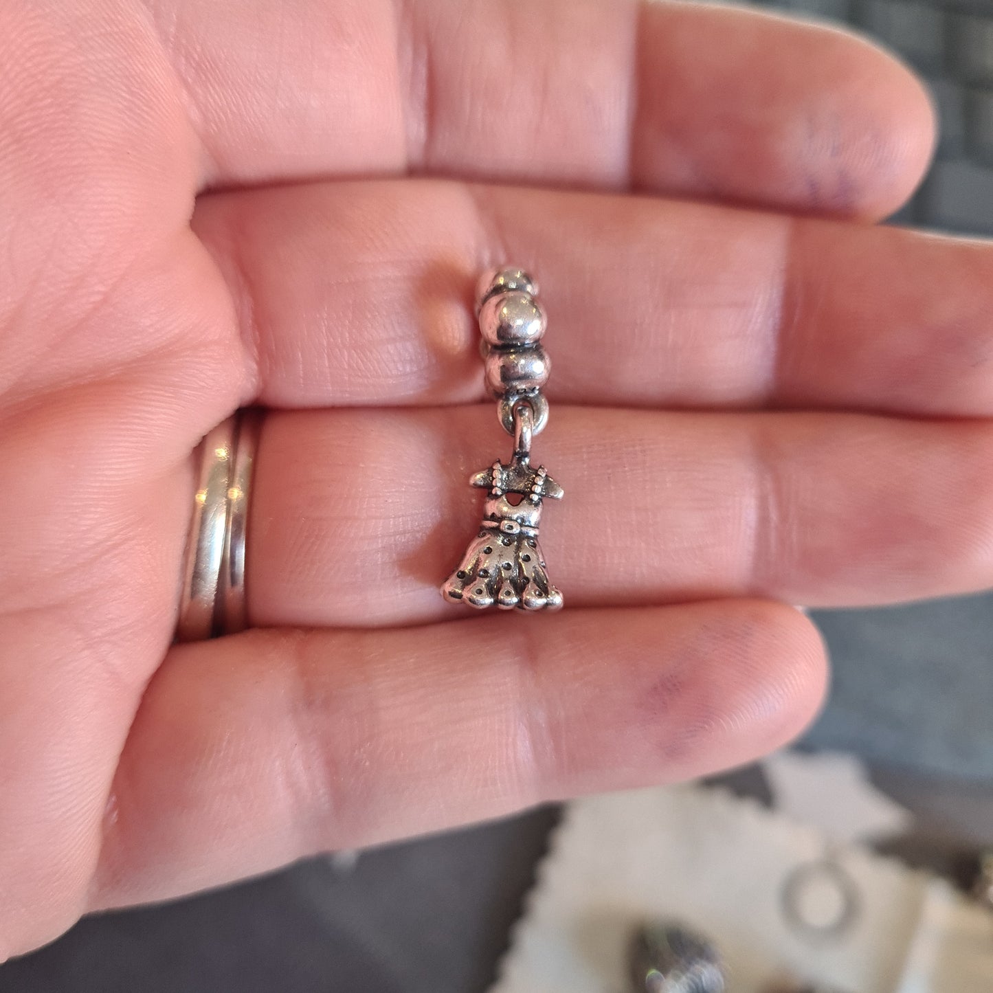 Genuine Pandora Little Girls Dress Dangle With Tiny Coat Hanger