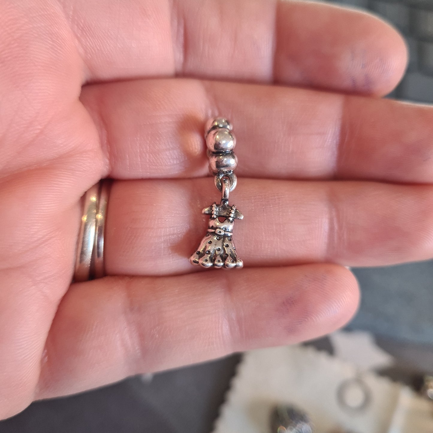 Genuine Pandora Little Girls Dress Dangle With Tiny Coat Hanger