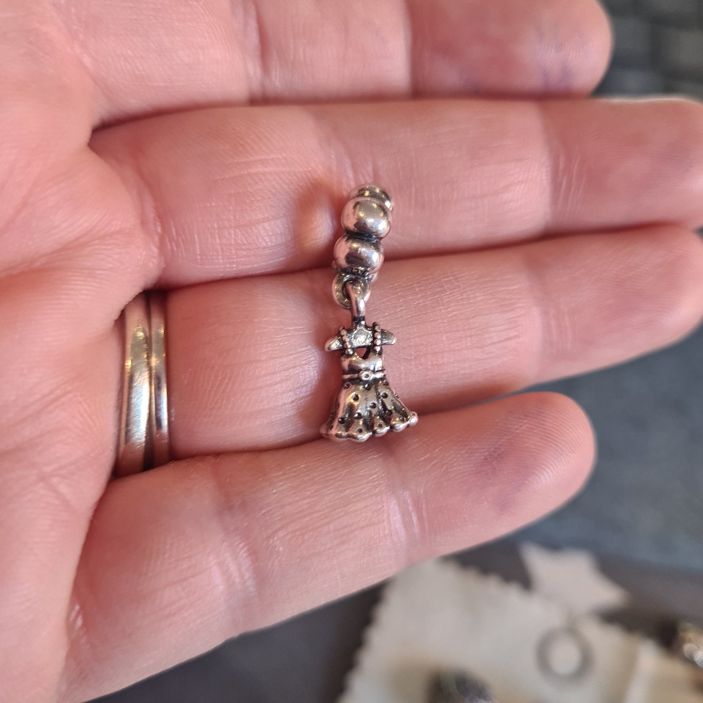Genuine Pandora Little Girls Dress Dangle With Tiny Coat Hanger