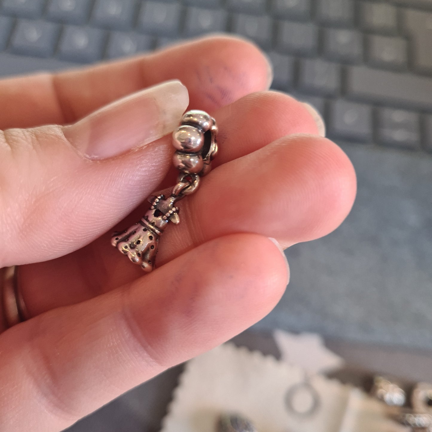 Genuine Pandora Little Girls Dress Dangle With Tiny Coat Hanger