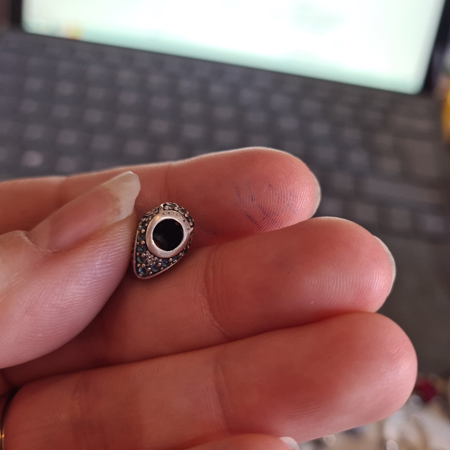 Genuine Pandora Blue and Clear Pave Sparkle Heart