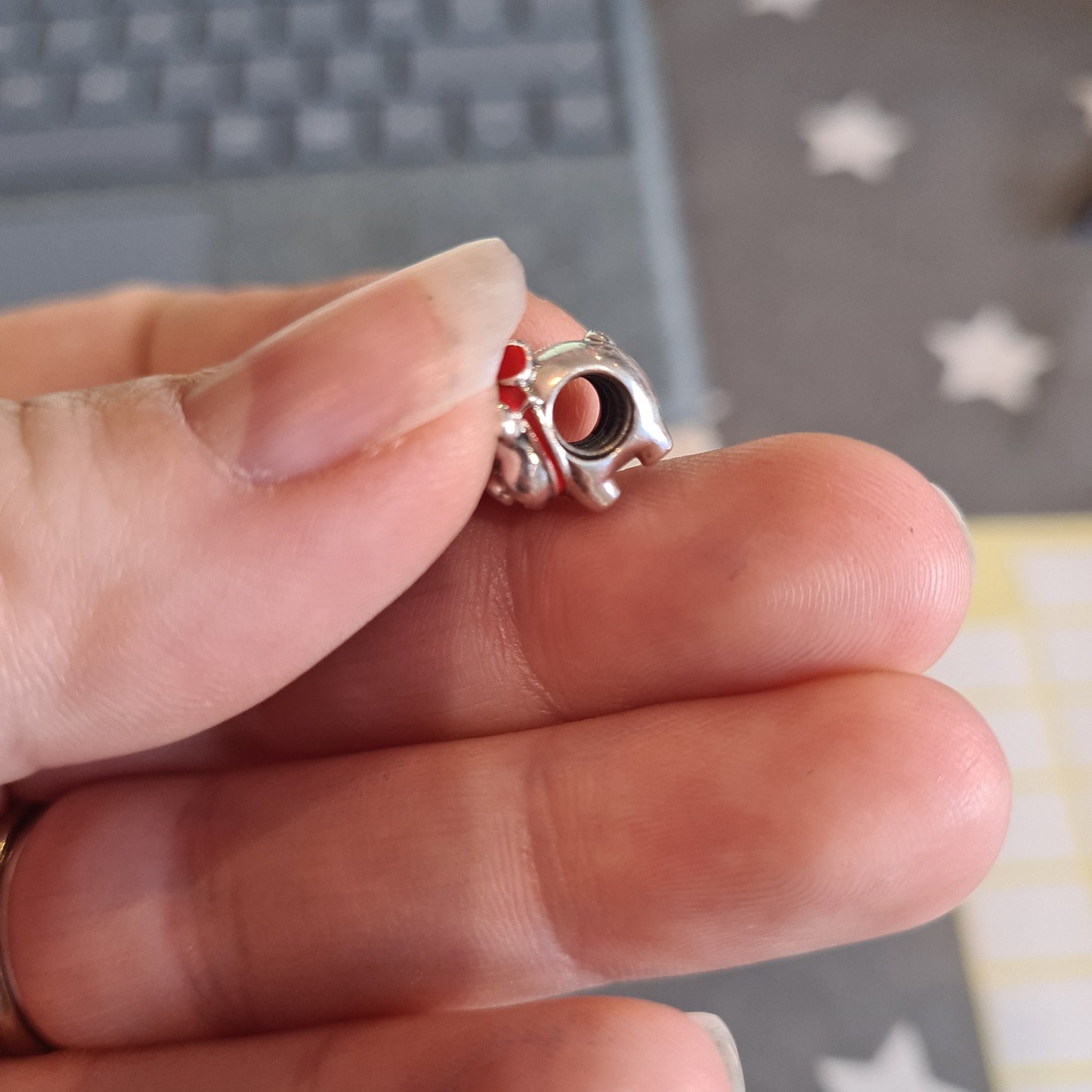 Genuine Pandora Pig with Enamel Bow Chinese Piggy Bank Rare
