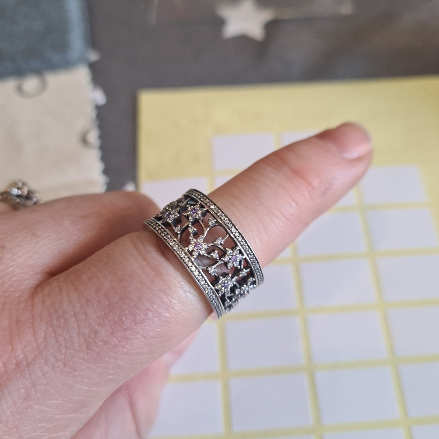 Genuine Pandora Purple Forget Me Knot BEAUTIFUL Ring Size 56 Sparkly