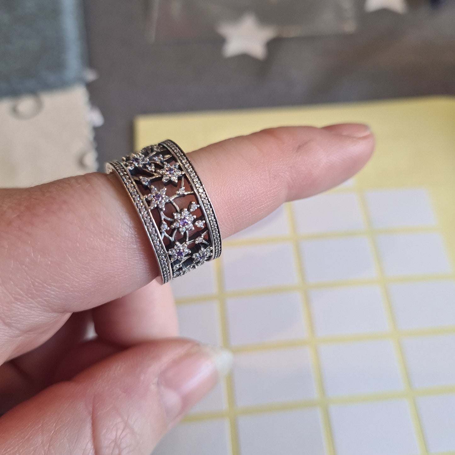 Genuine Pandora Purple Forget Me Knot BEAUTIFUL Ring Size 56 Sparkly