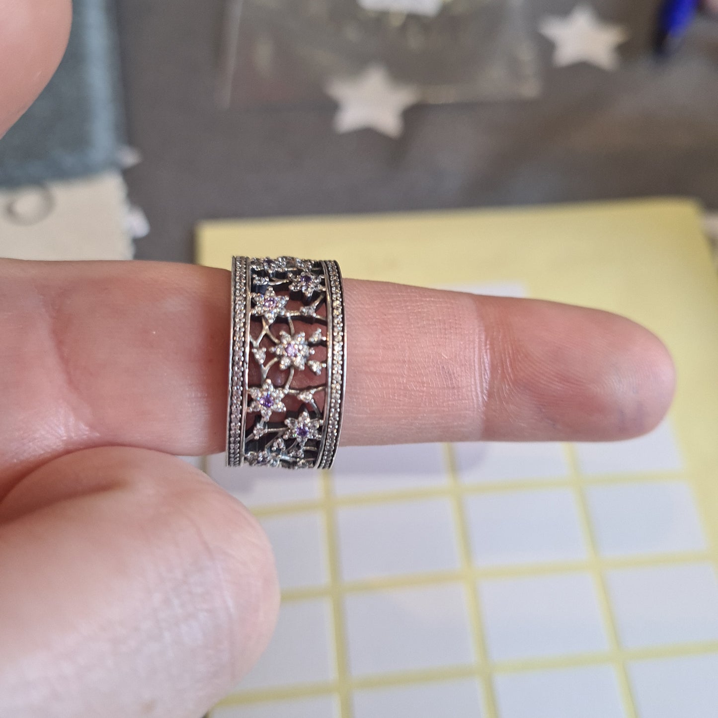 Genuine Pandora Purple Forget Me Knot BEAUTIFUL Ring Size 56 Sparkly