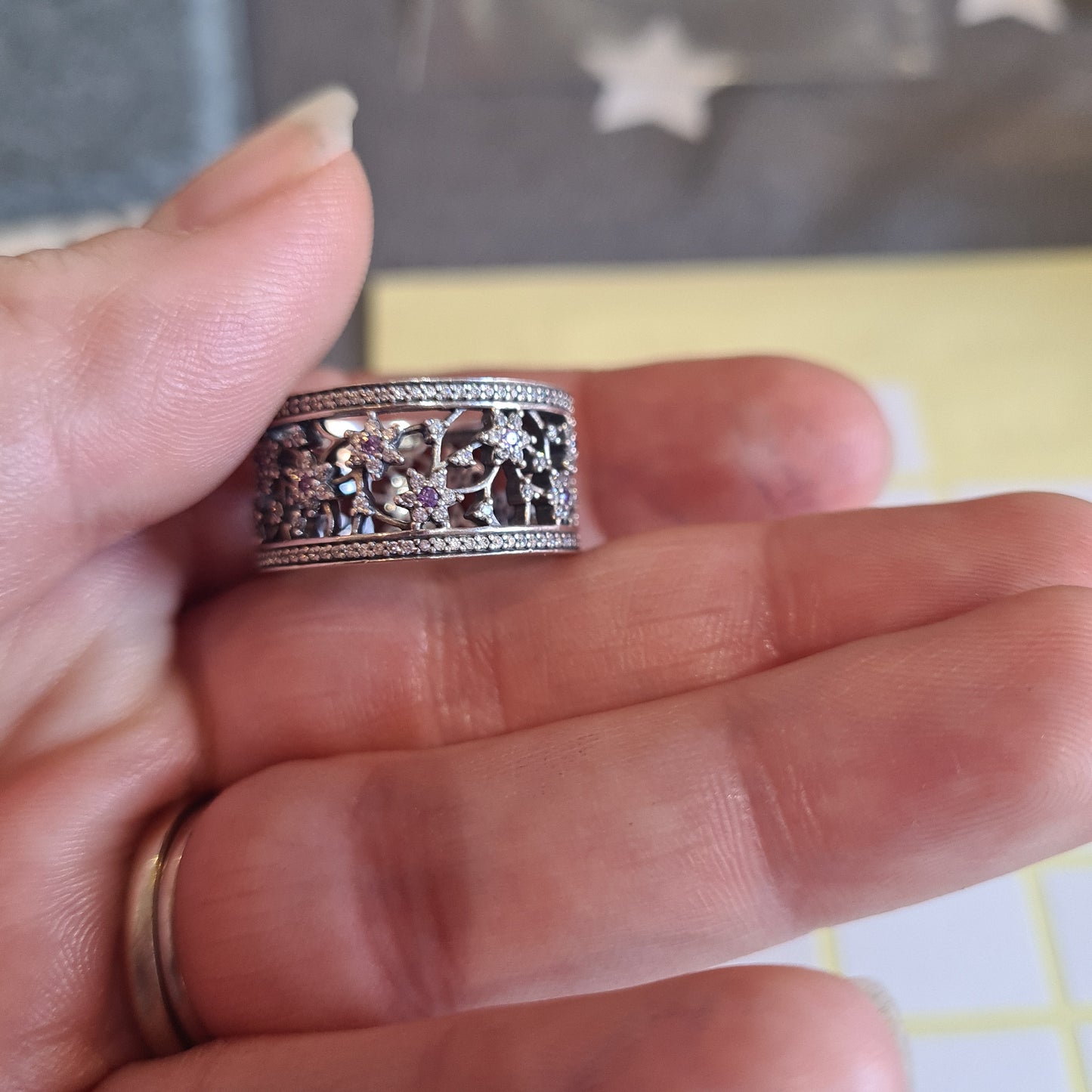 Genuine Pandora Purple Forget Me Knot BEAUTIFUL Ring Size 56 Sparkly