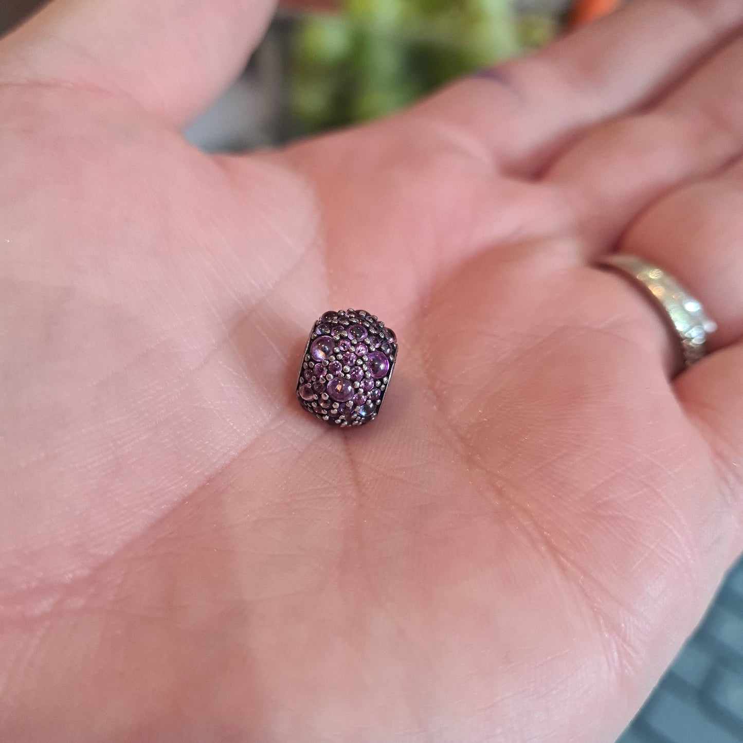 Genuine Pandora Dark Pink/ Purple Pave Droplet Sparkle Charm