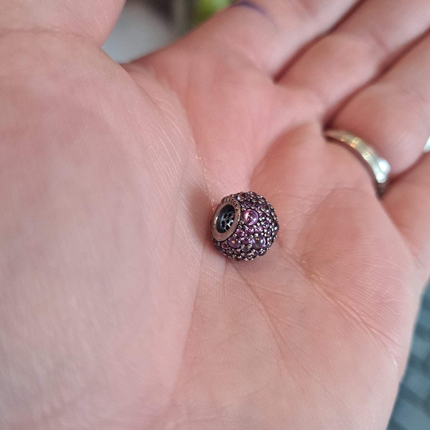Genuine Pandora Dark Pink/ Purple Pave Droplet Sparkle Charm