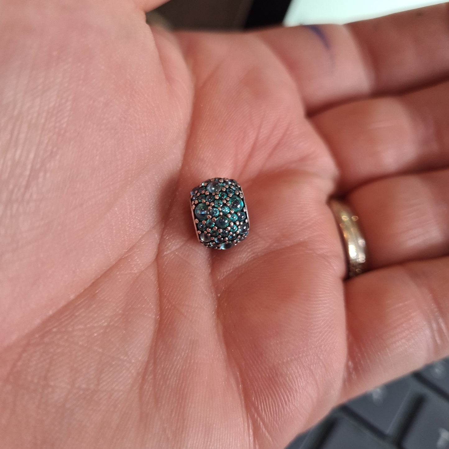 Genuine Pandora Teal Turquoise Sea Blue Pave Droplet Sparkle Charm