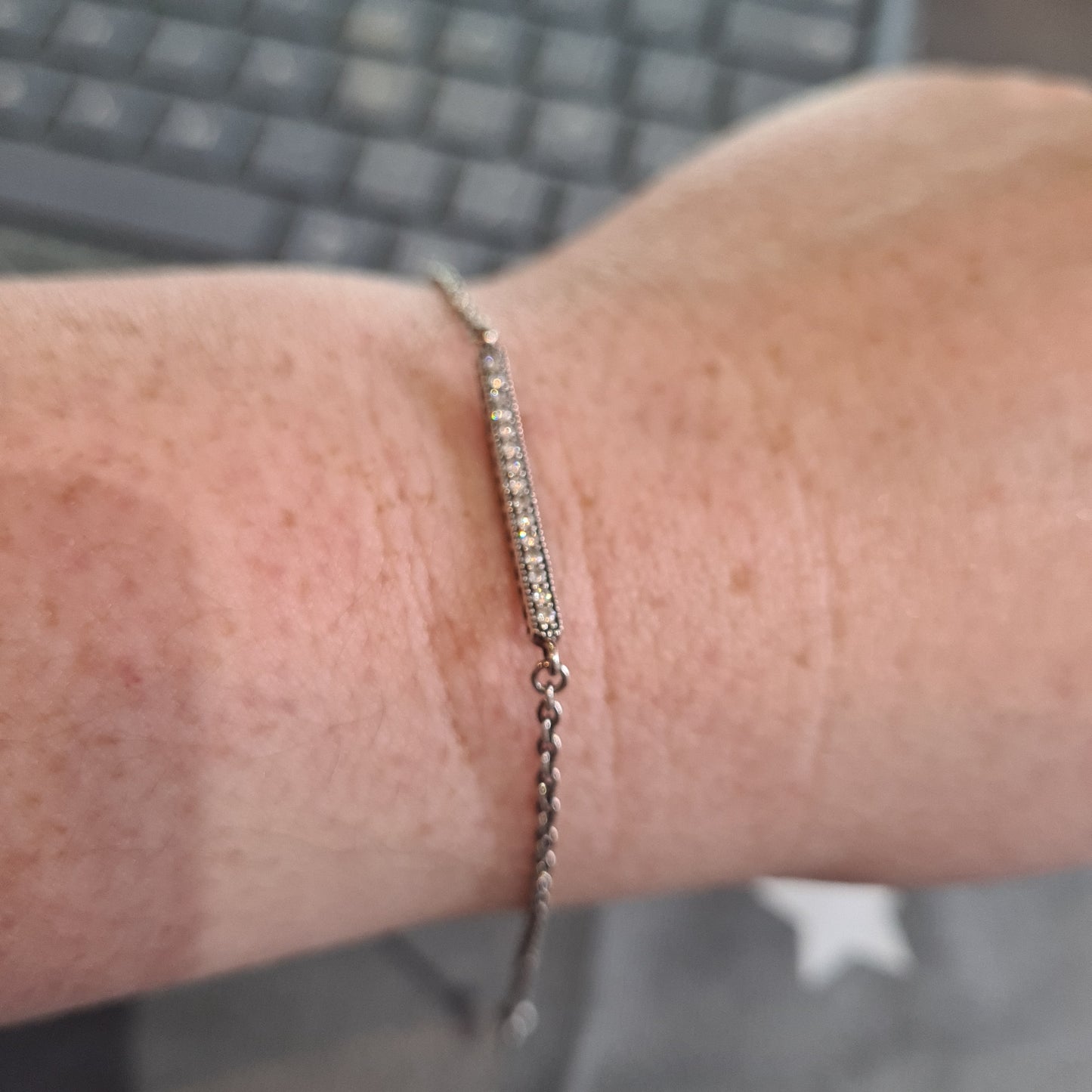 Genuine Pandora Pave Bar Dianty Adjustable Bracelet