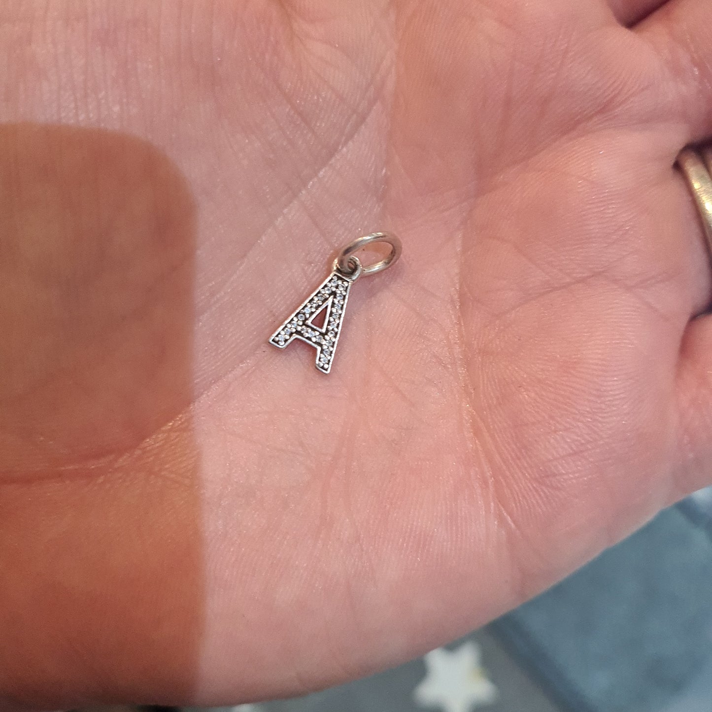 Genuine Pandora Letter A Charm Pave Dangle