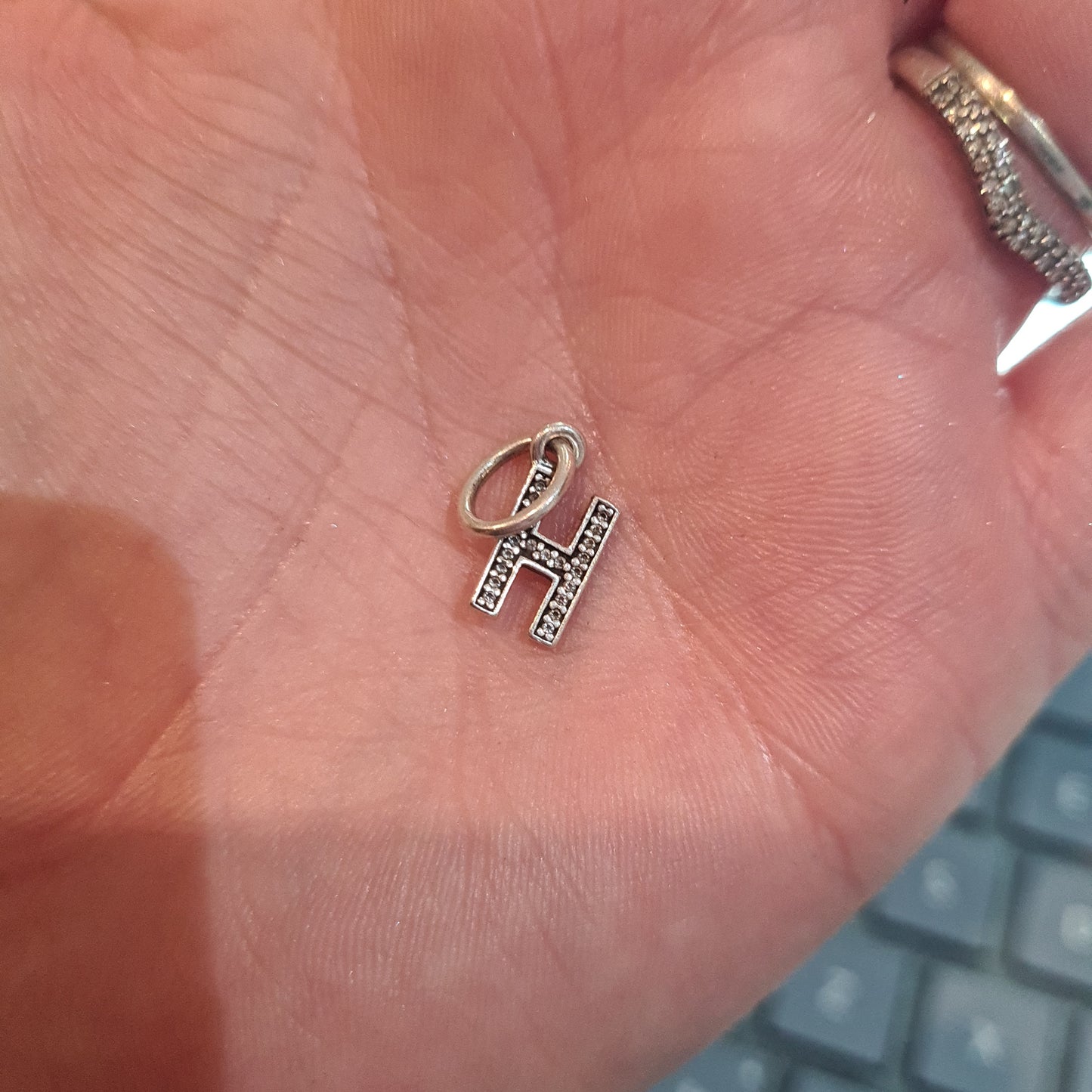 Genuine Pandora Letter H Pave Dangle Charm