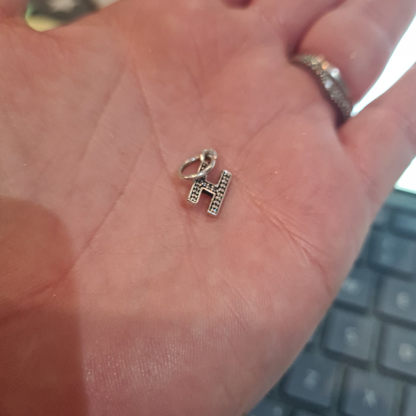 Genuine Pandora Letter H Pave Dangle Charm