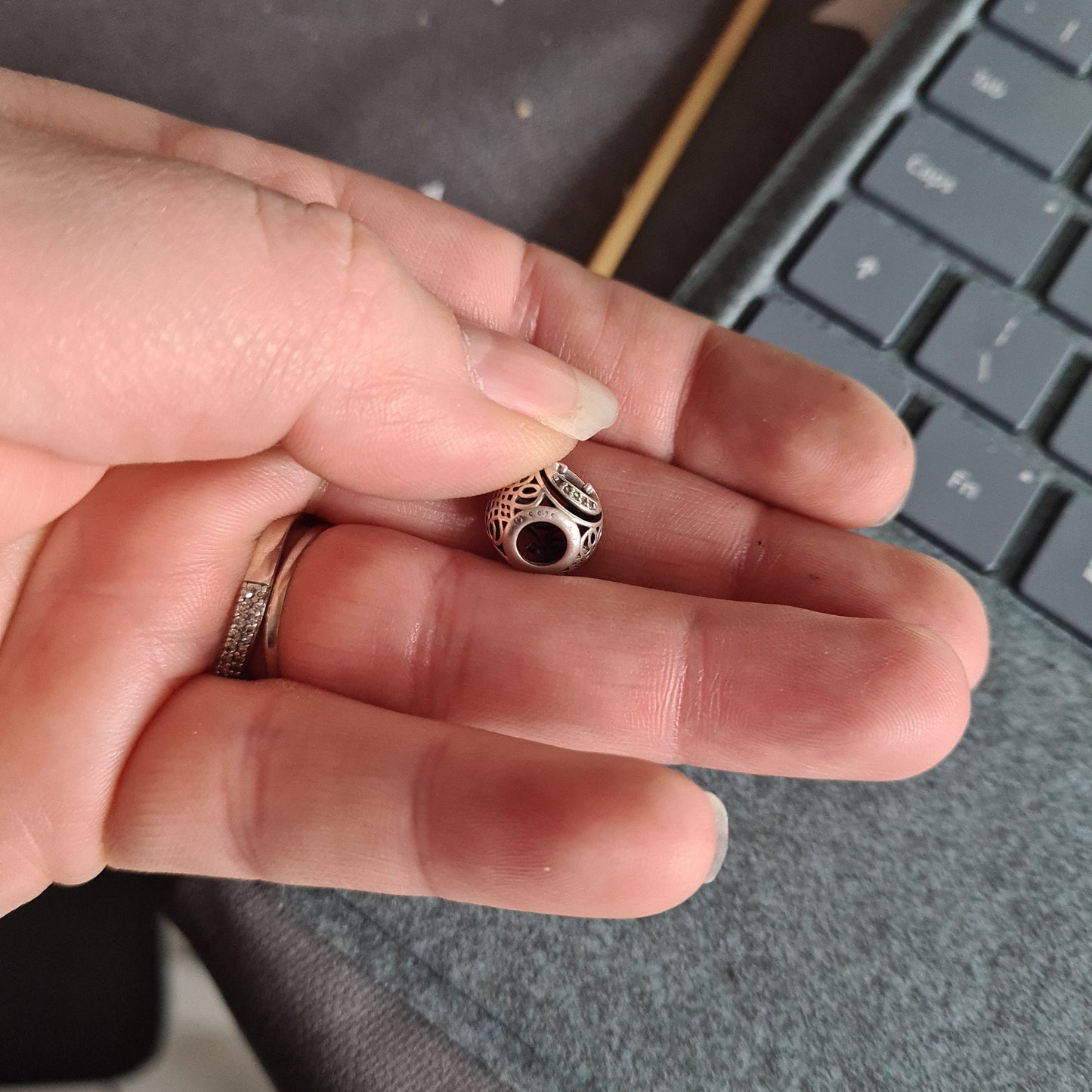 Genuine Pandora Vintage C Letter Pave Openwork Charm