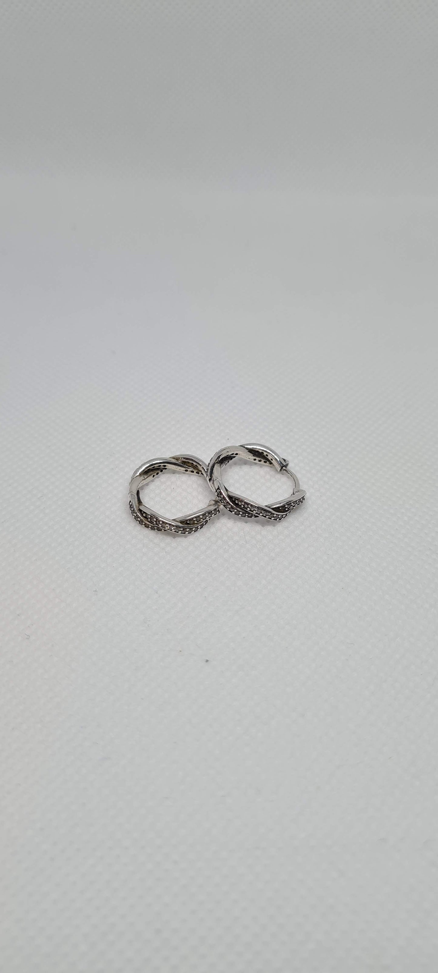 Genuine Pandora Pave Earrings Hoops