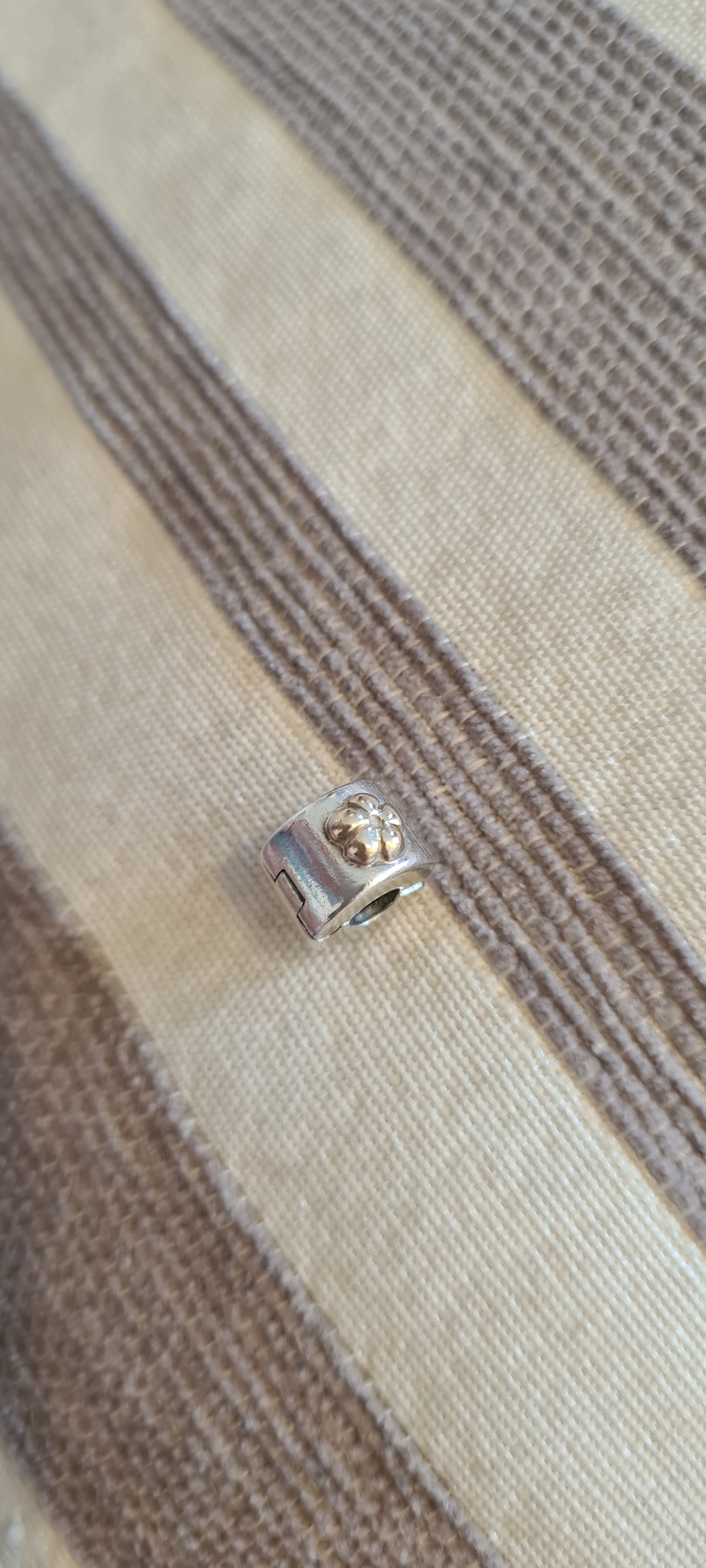 Genuine Pandora Two Tone Rare Flower Gold Clips Pair