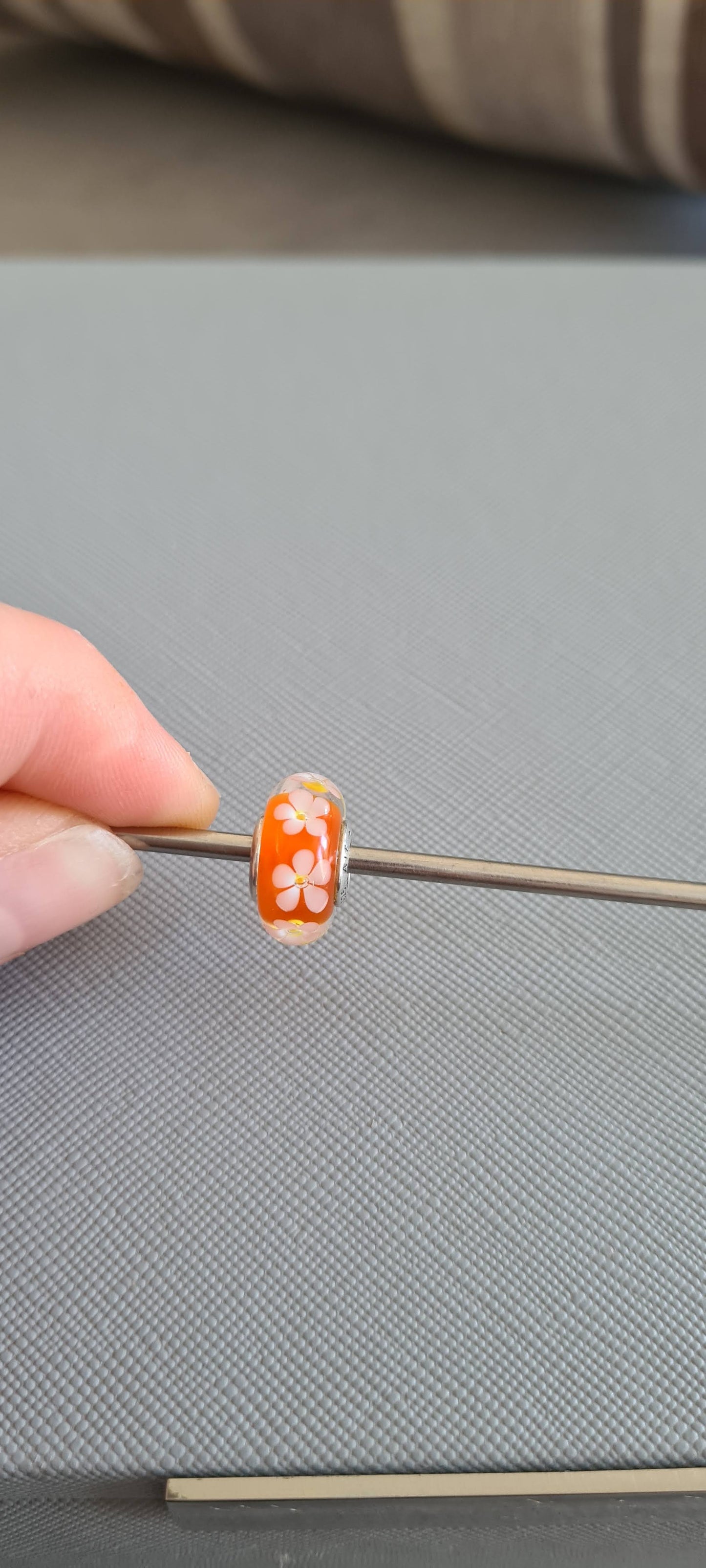 Genuine Pandora Orange Flower Murano