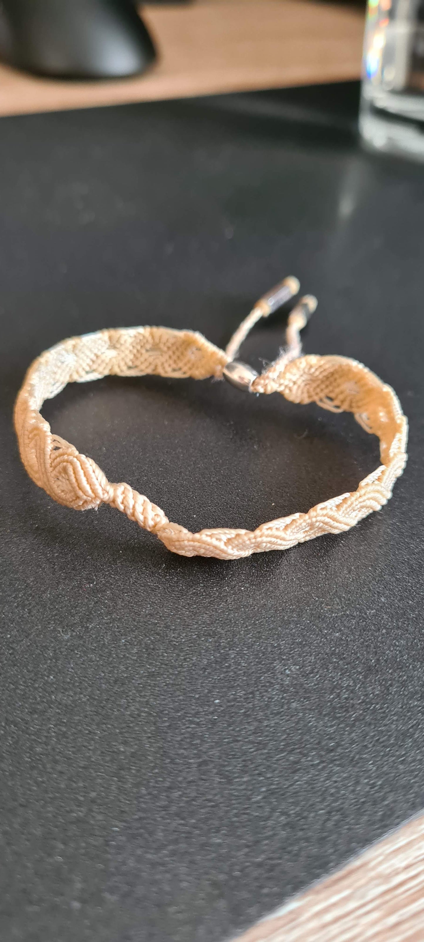 Genuine Pandora Cream Macramé Material Bracelet Clip Station One Charm Bracelet