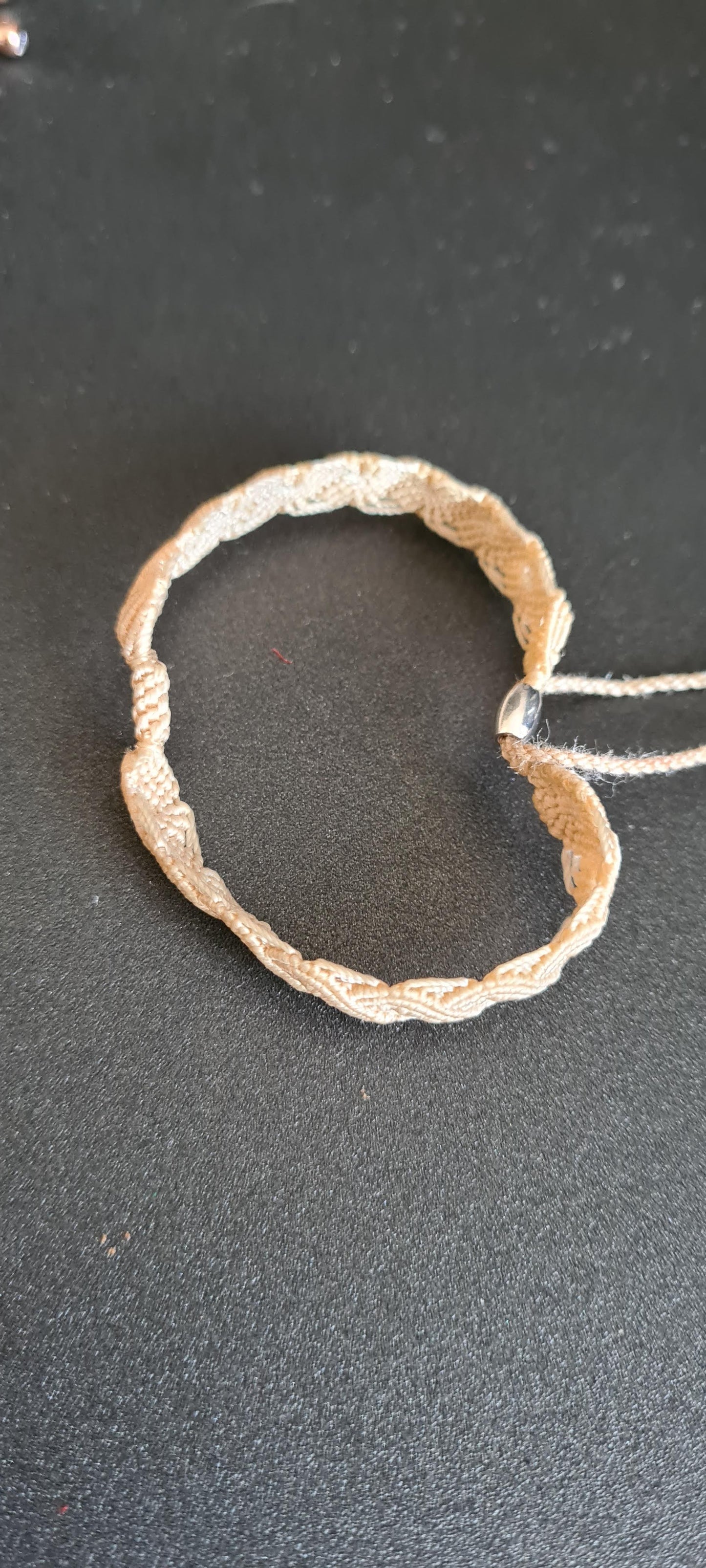 Genuine Pandora Cream Macramé Material Bracelet Clip Station One Charm Bracelet