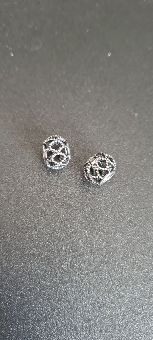 Genuine Pandora Openwork Beaded Charm Criss Cross Wave Charm