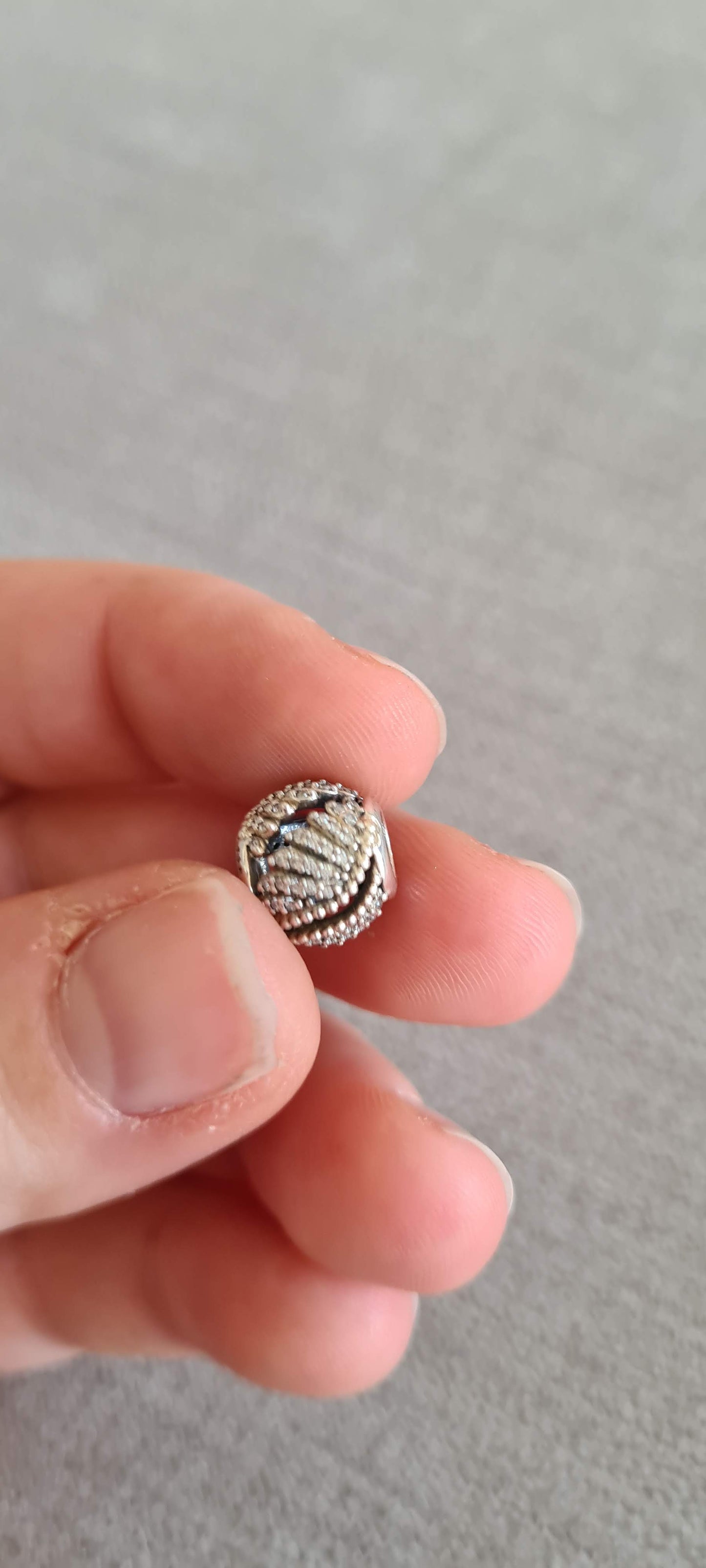 Genuine Pandora Feather Wing Angel Ball Pave Openwork Charm