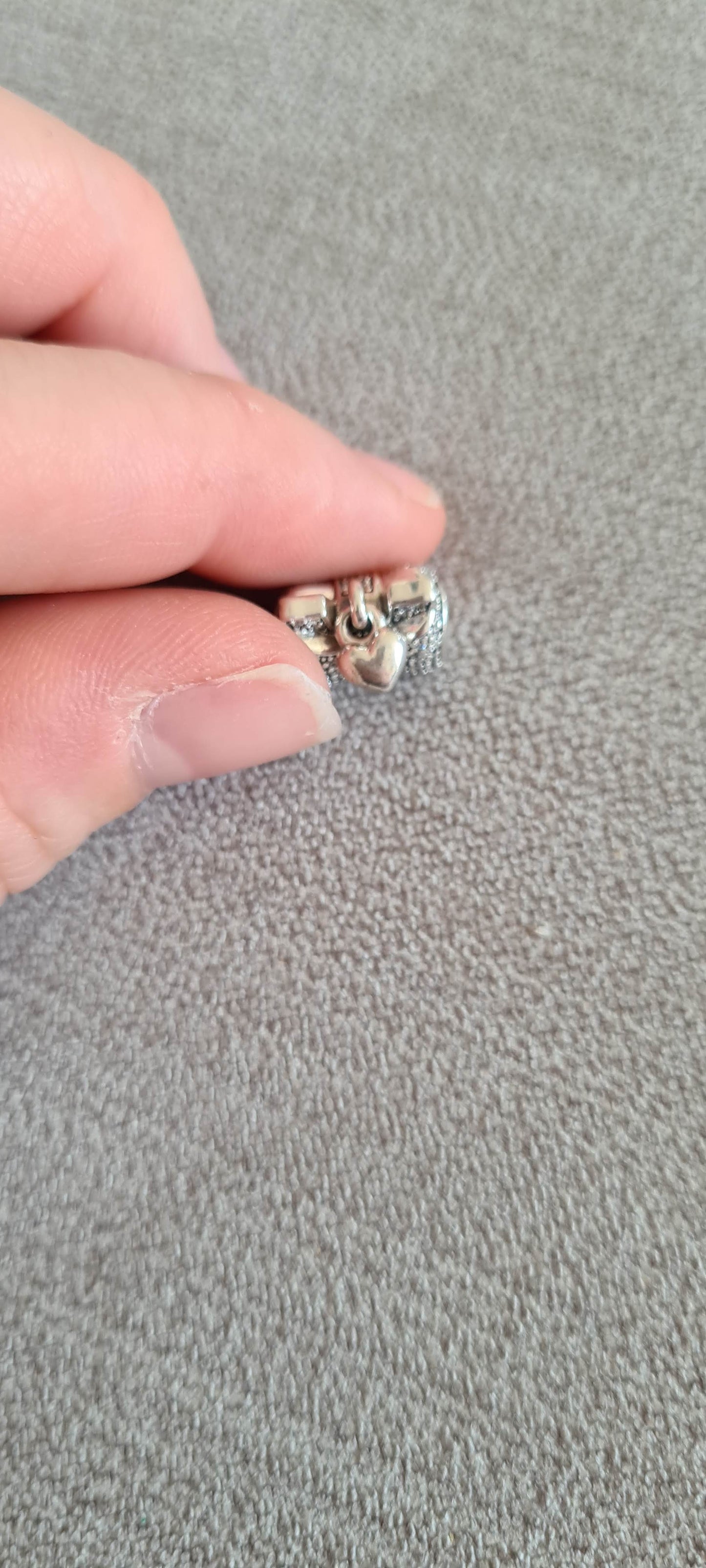 Genuine Pandora Large Bow Pave Dangle with Heart