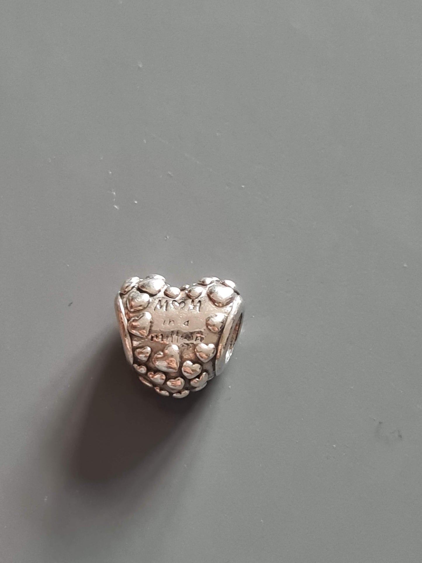 Genuine Pandora Mum in a Million Charm with Pink Stone Heart