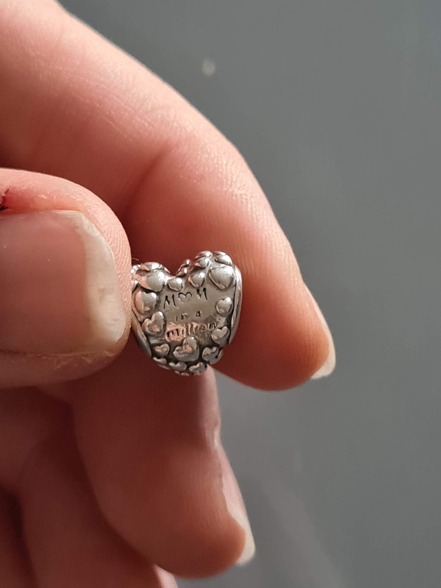 Genuine Pandora Mum in a Million Charm with Pink Stone Heart
