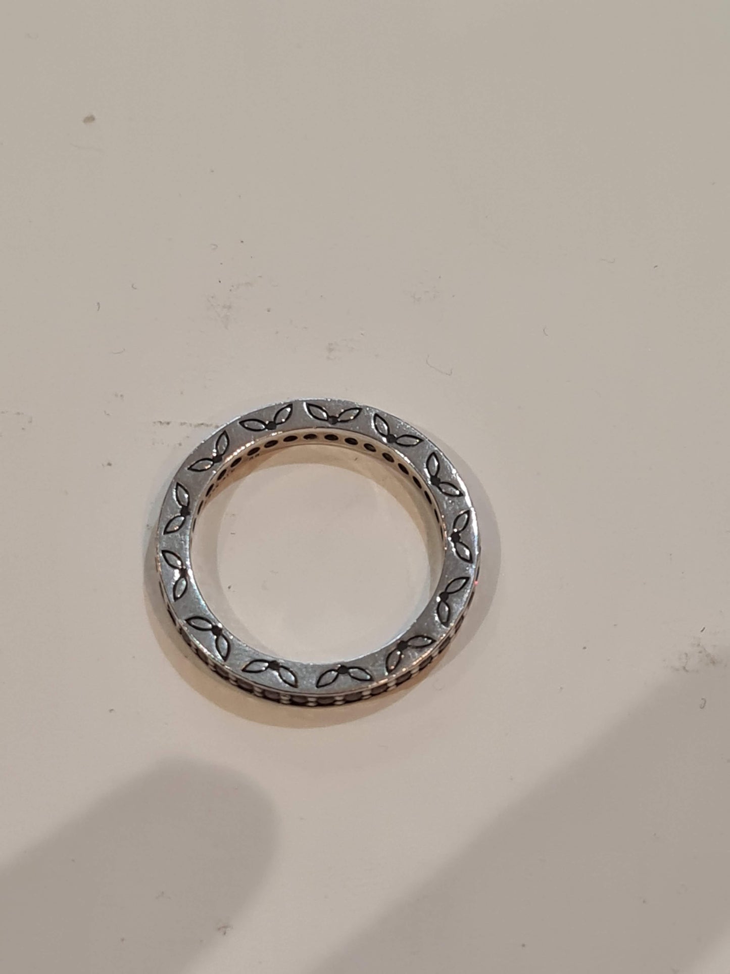 Genuine Pandora Purple Stoned Leaf Ring Eternity Band Size