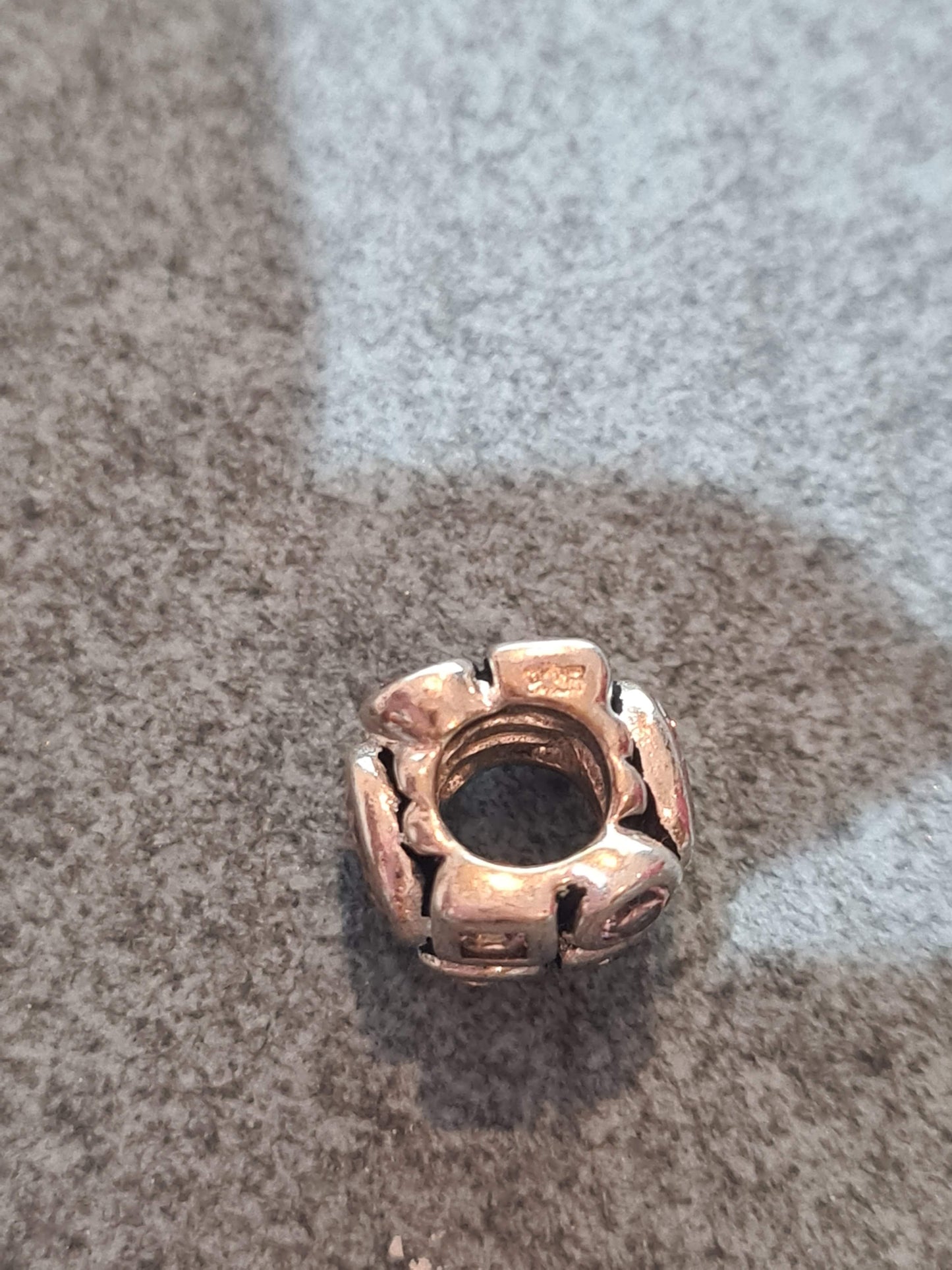 NOT Pandora Cz Silver Charm with Pink Stones