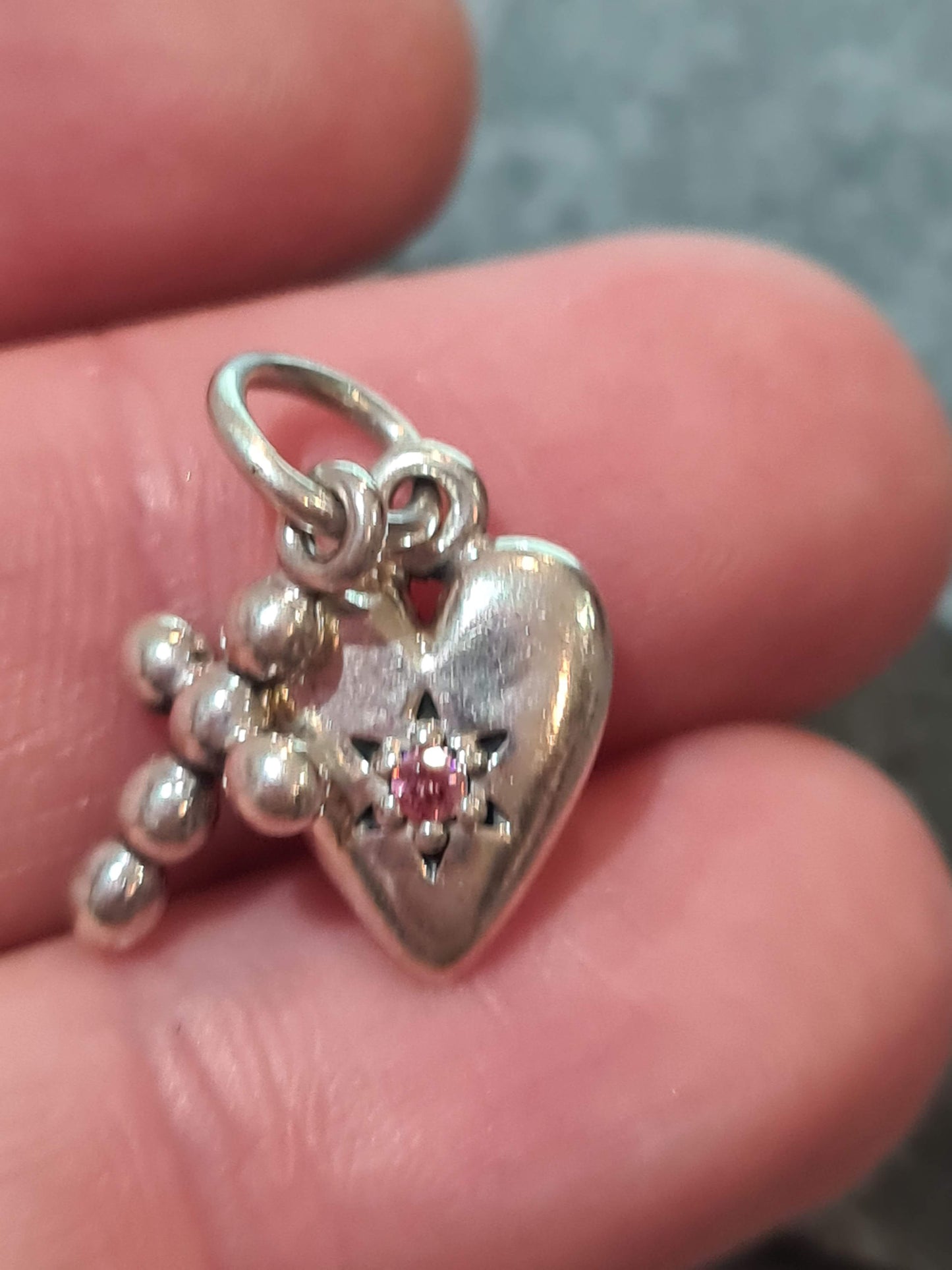 Genuine Pandora Heart and Cross With Pink Stone Pendant