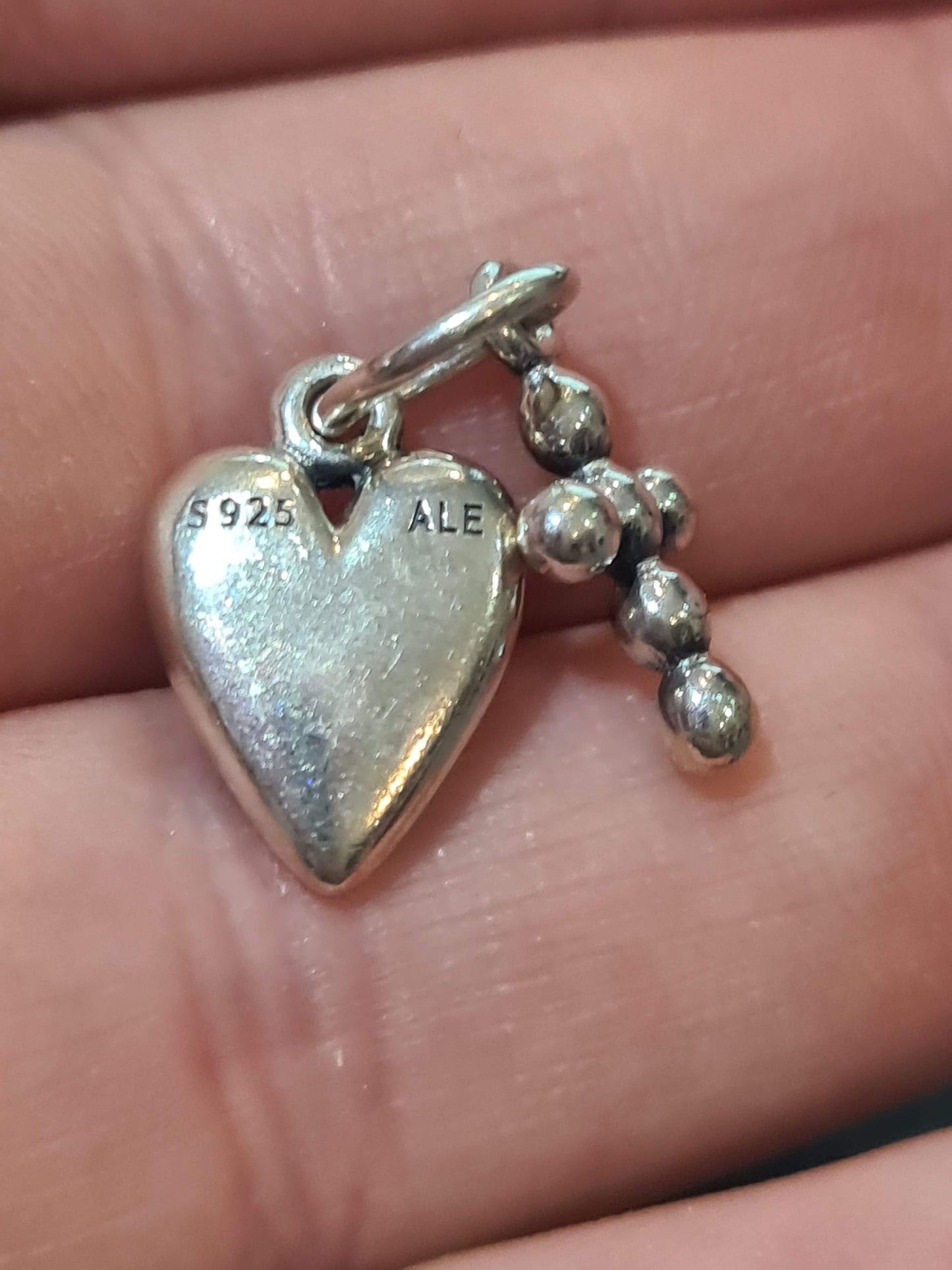 Genuine Pandora Heart and Cross With Pink Stone Pendant
